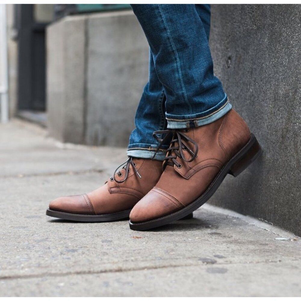 APT. 9 Men Tan Lace-Up Ankle Boots Shoes Size 10.5 M